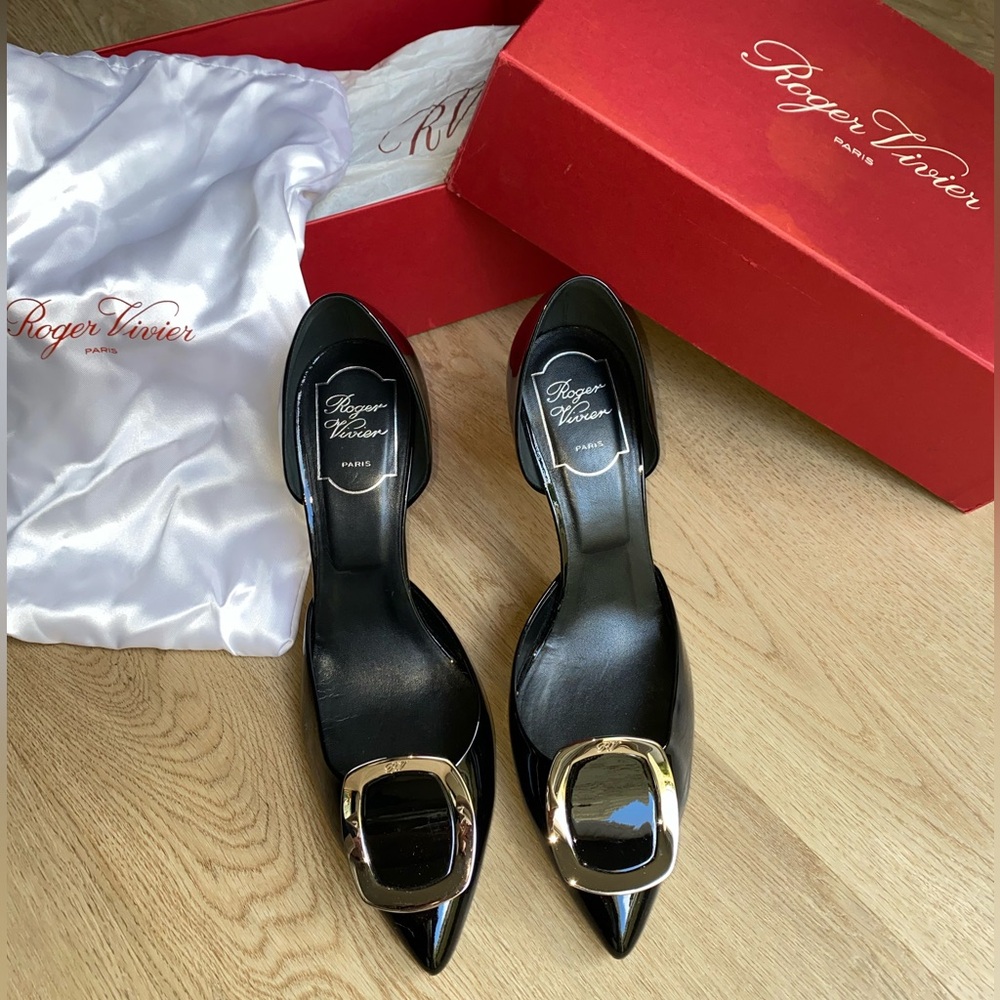 Roger Vivier Dorsay Sexy Choc Chips B.T.85 size 37.5 BLACK